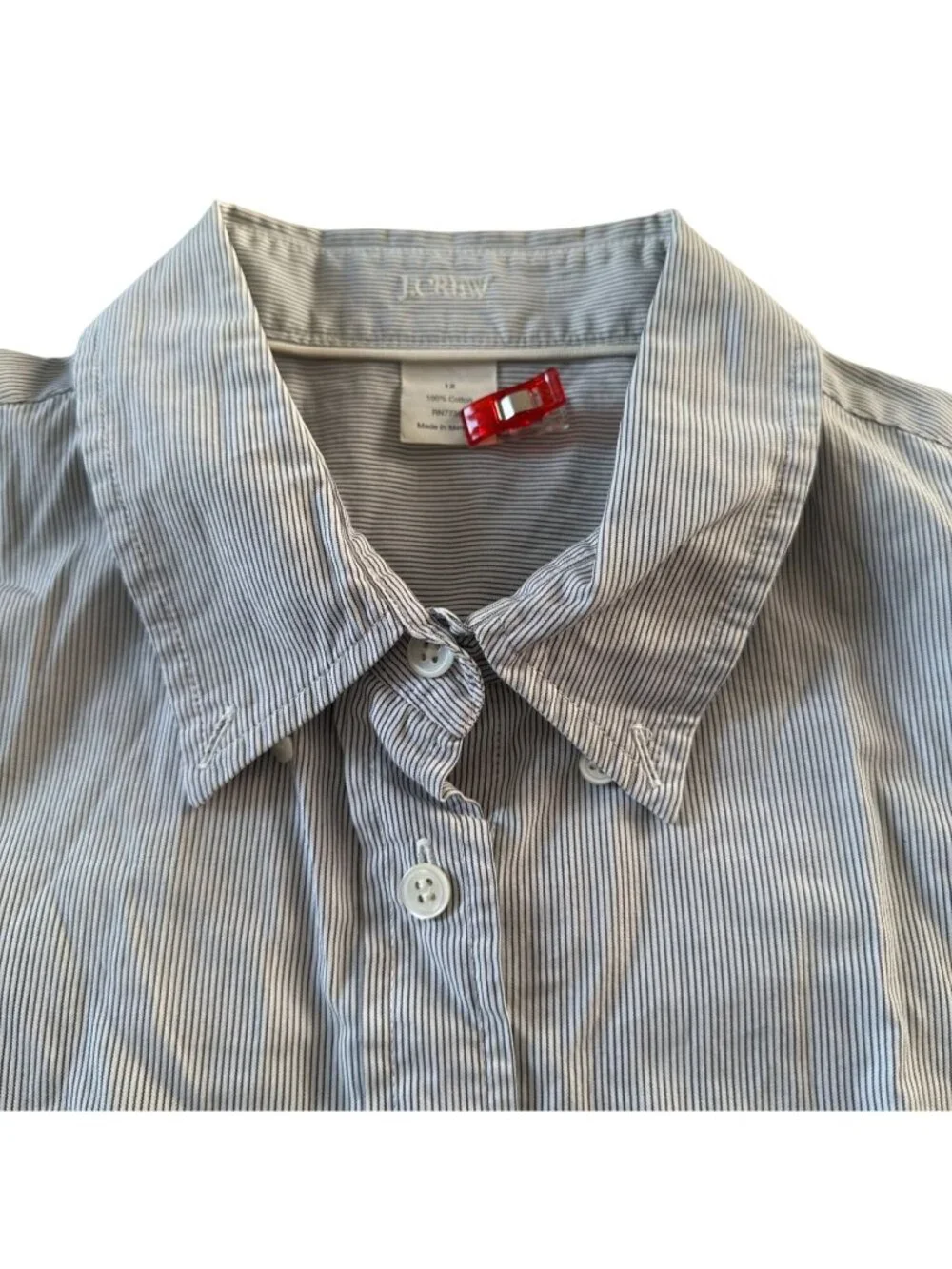 J.Crew Striped Shirt 12 Short Sleeve Button Down Cotton Blue White Style 82443